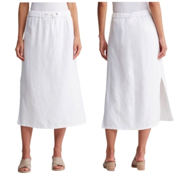EILEEN FISHER white side split linen skirt - Picture 6 of 6